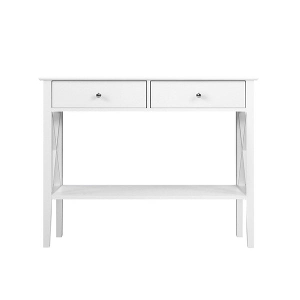Artiss Console Table Hall Side Entry 2 Drawers Display White Desk Furniture Artiss