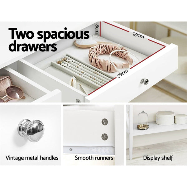 Artiss Console Table Hall Side Entry 2 Drawers Display White Desk Furniture Artiss