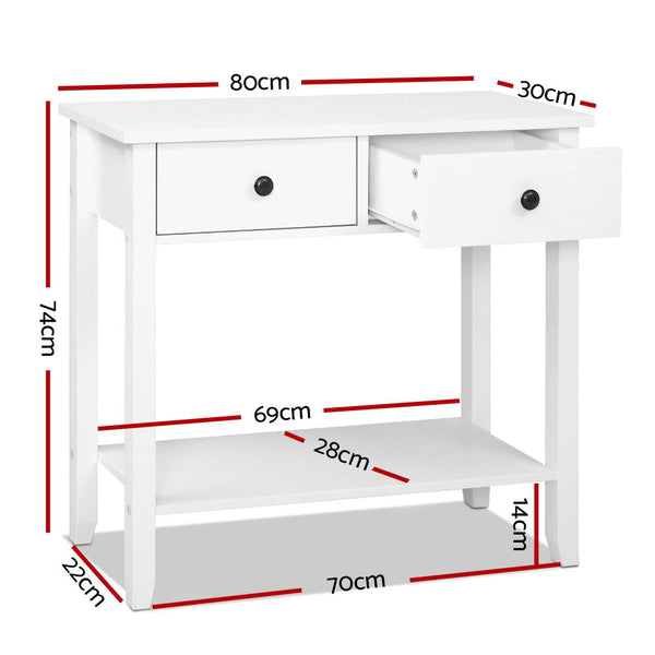 Artiss Hallway Console Table Hall Side Entry 2 Drawers Display White Artiss