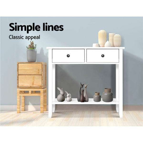 Artiss Hallway Console Table Hall Side Entry 2 Drawers Display White Artiss