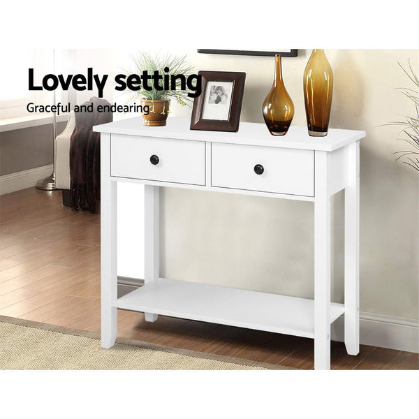 Artiss Hallway Console Table Hall Side Entry 2 Drawers Display White Artiss