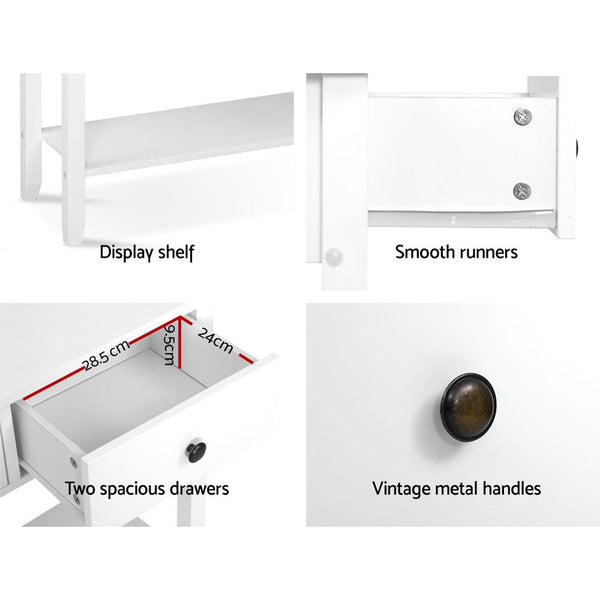Artiss Hallway Console Table Hall Side Entry 2 Drawers Display White Artiss