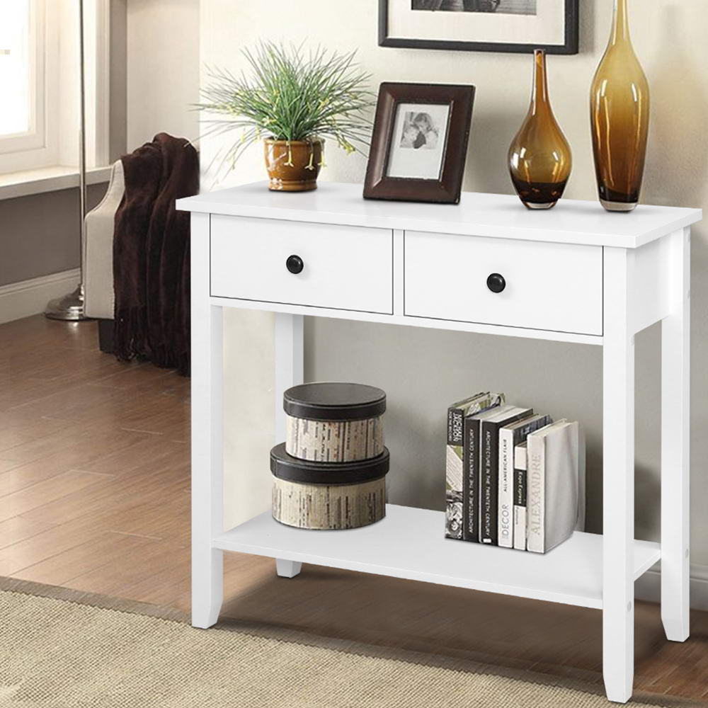 Artiss Hallway Console Table Hall Side Entry 2 Drawers Display White Artiss