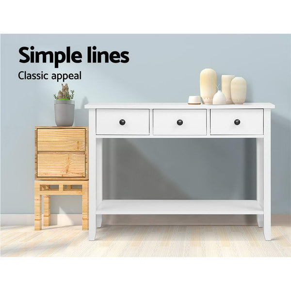 Hallway Console Table Hall Side Entry 3 Drawers Display White Artiss