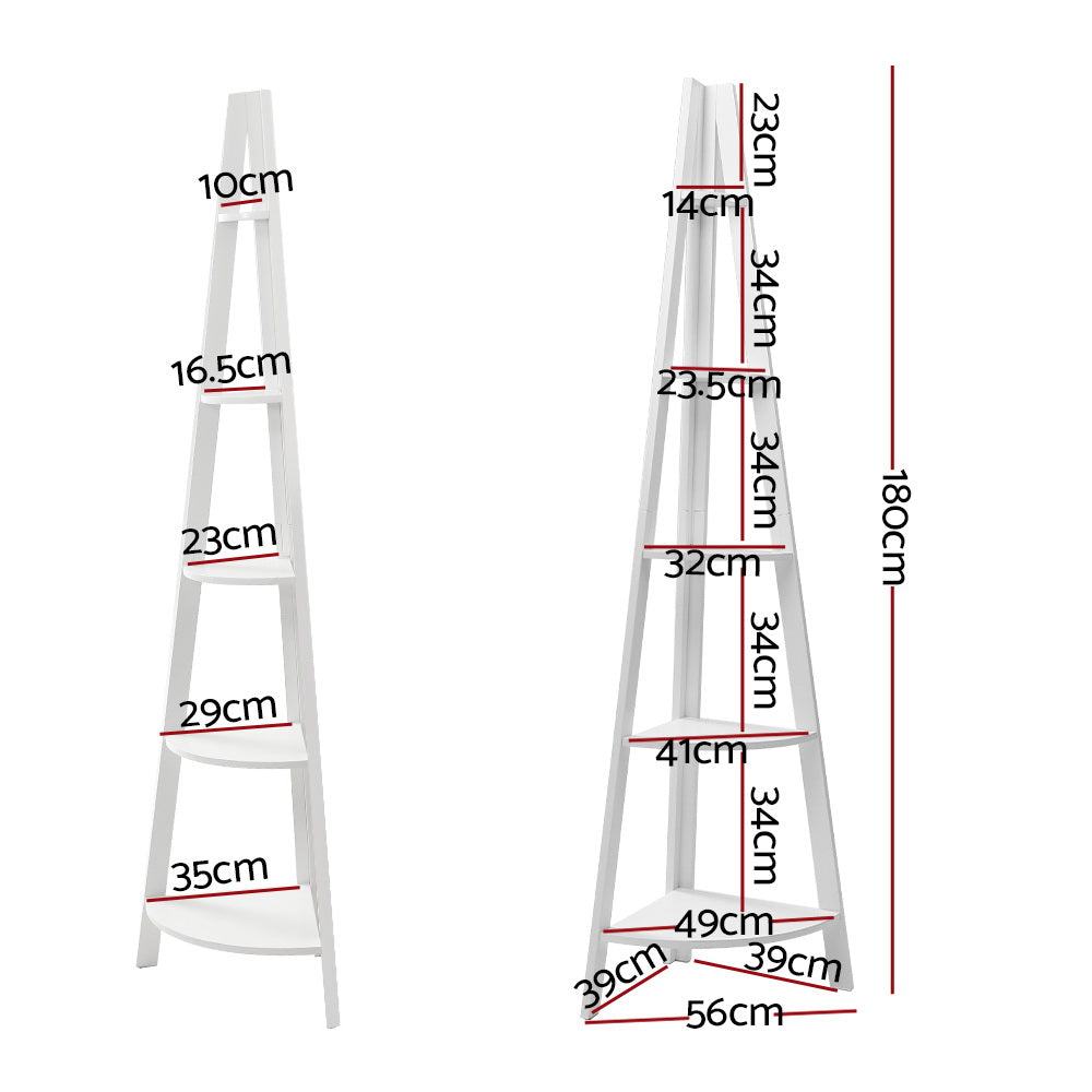 Artiss 5 Tier Corner Ladder Display Shelf Home Storage Plant Stand Bookshelf Artiss