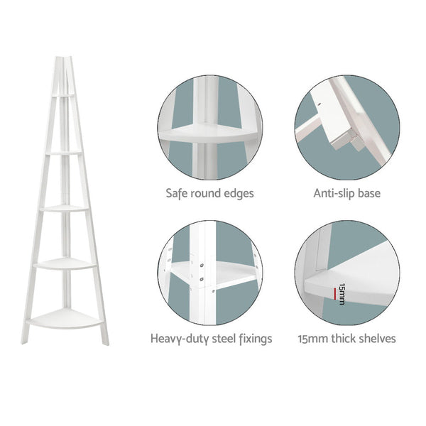 Artiss 5 Tier Corner Ladder Display Shelf Home Storage Plant Stand Bookshelf Artiss
