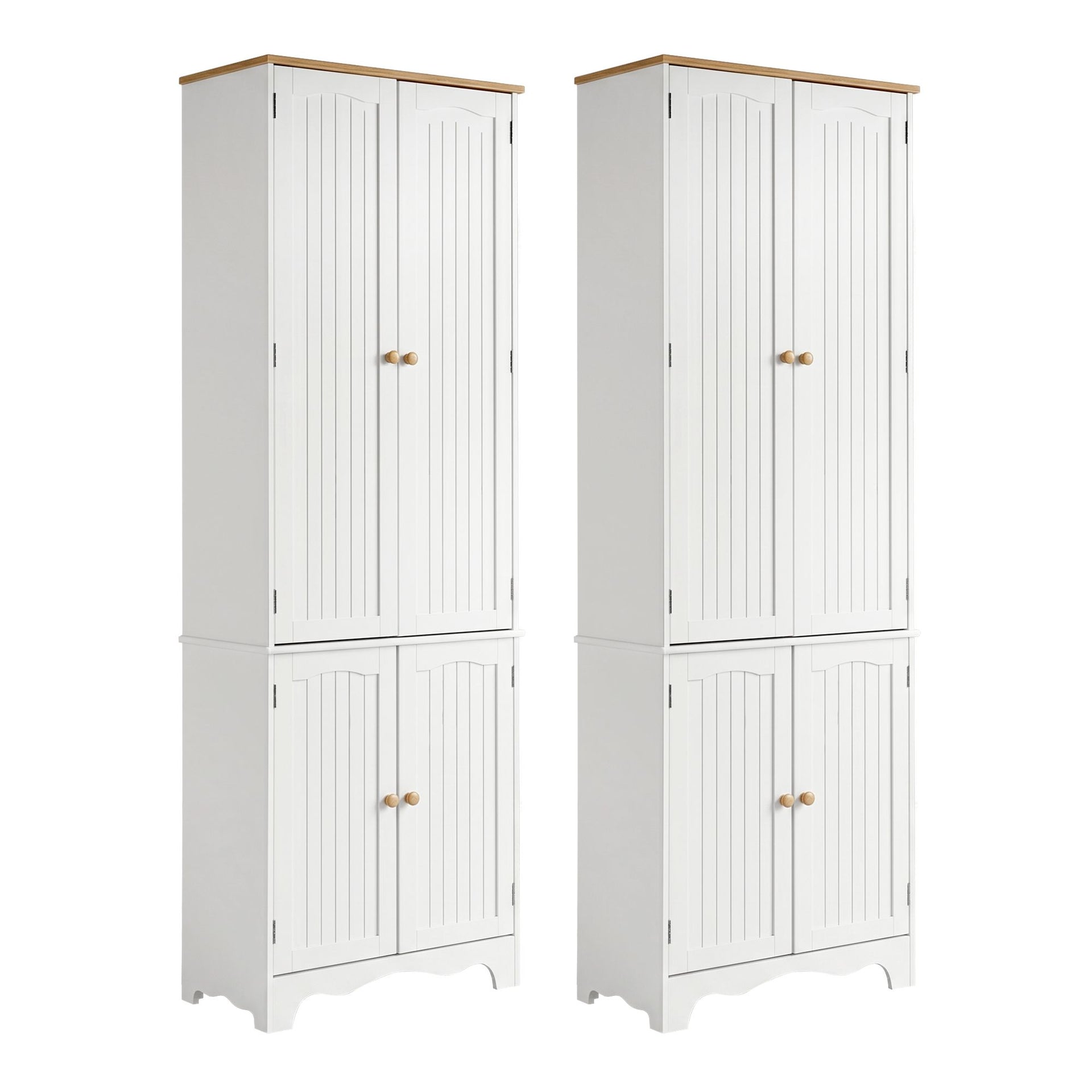Artiss 2x Buffet Sideboard Pantry Cabinet Cupboard 6-Tiers Storage Shelves BERNE Awezingly