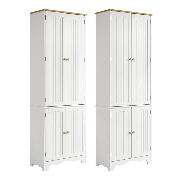 Artiss 2x Buffet Sideboard Pantry Cabinet Cupboard 6-Tiers Storage Shelves BERNE Awezingly
