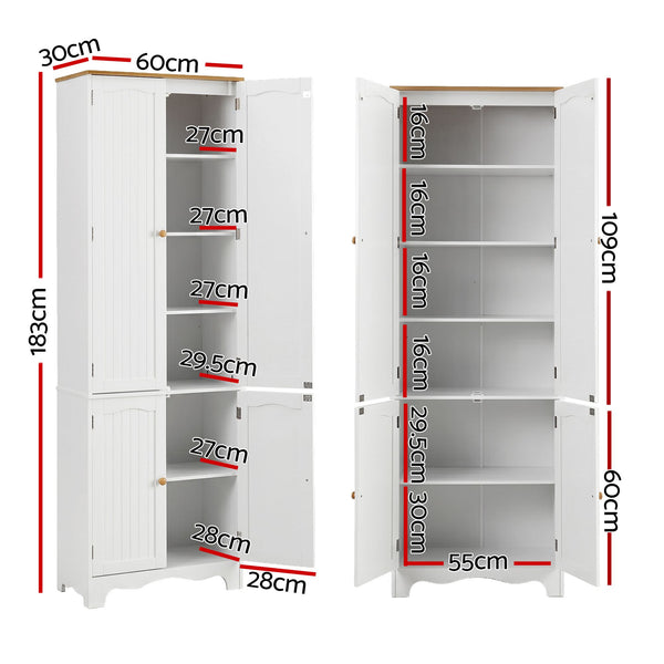 Artiss 2x Buffet Sideboard Pantry Cabinet Cupboard 6-Tiers Storage Shelves BERNE Awezingly