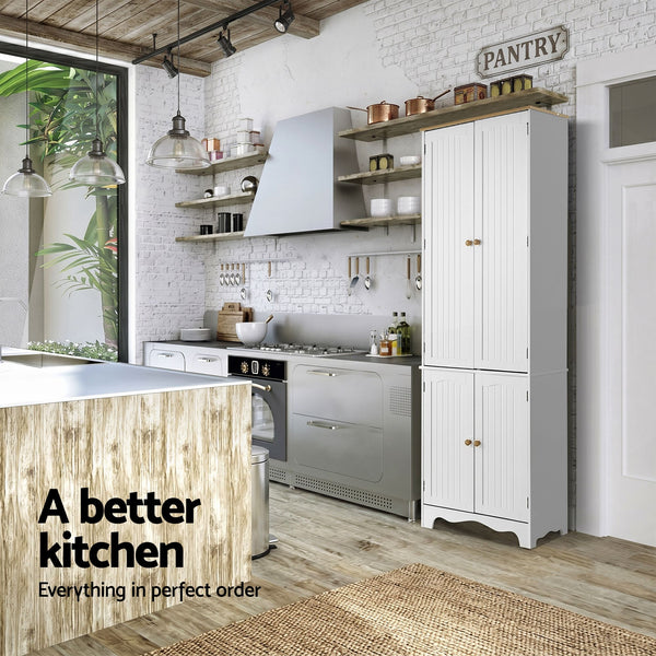 Artiss 2x Buffet Sideboard Pantry Cabinet Cupboard 6-Tiers Storage Shelves BERNE Awezingly