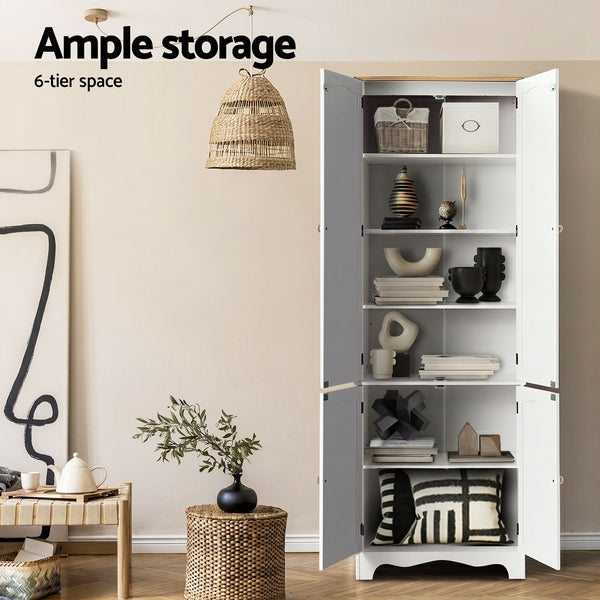 Artiss 2x Buffet Sideboard Pantry Cabinet Cupboard 6-Tiers Storage Shelves BERNE Awezingly