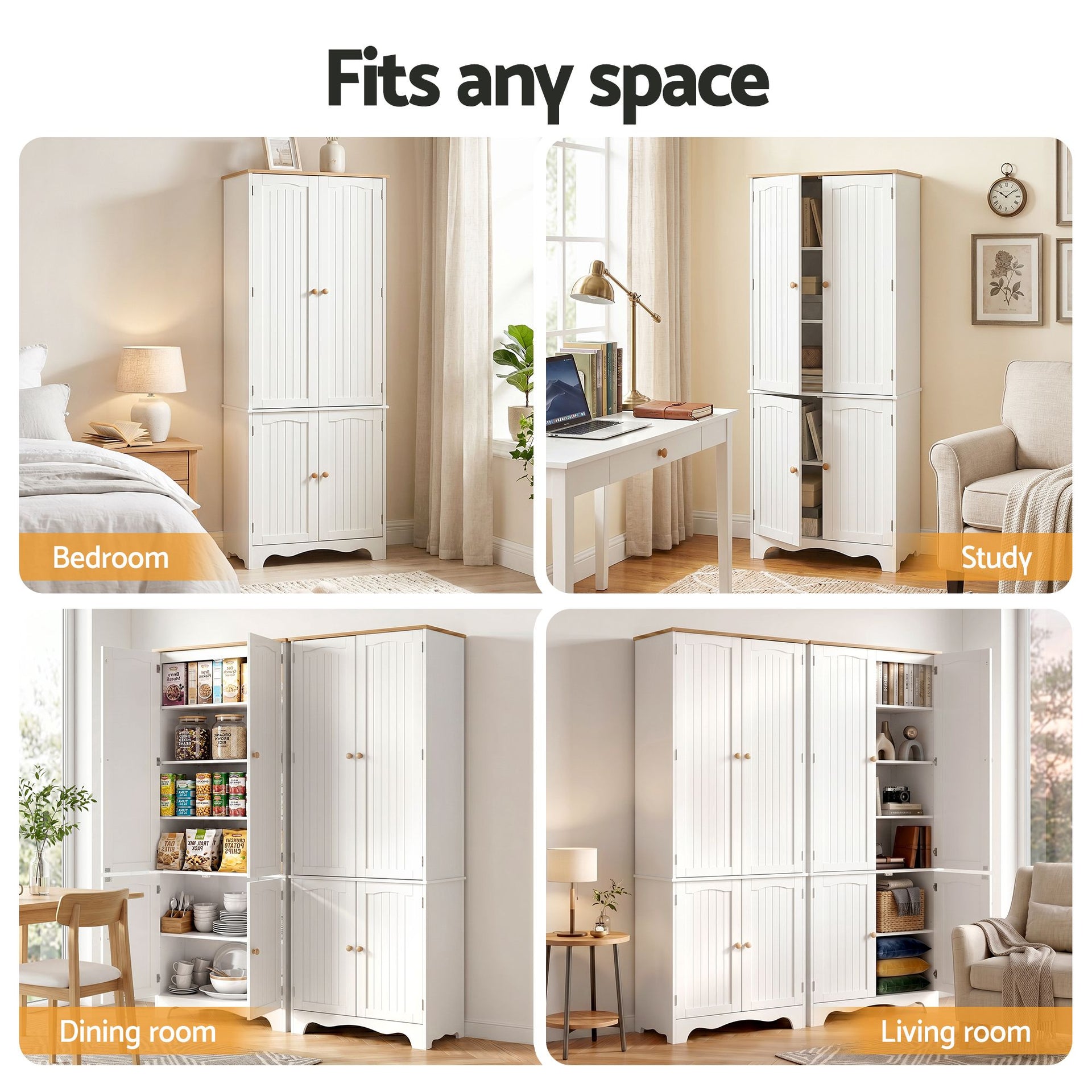 Artiss 2x Buffet Sideboard Pantry Cabinet Cupboard 6-Tiers Storage Shelves BERNE Awezingly