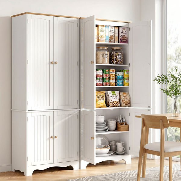 Artiss 2x Buffet Sideboard Pantry Cabinet Cupboard 6-Tiers Storage Shelves BERNE Awezingly