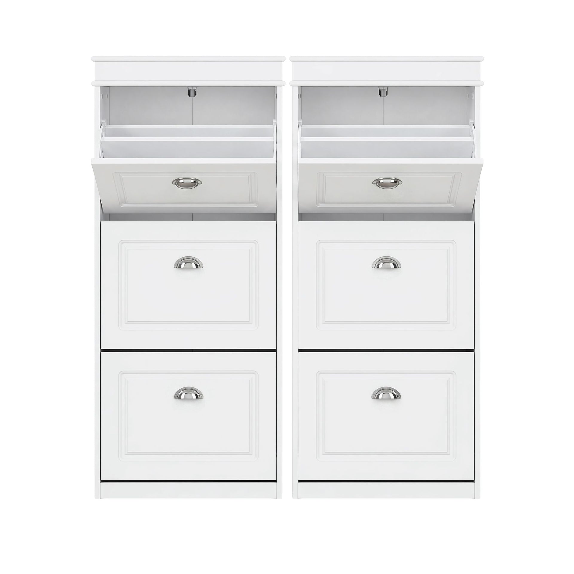 Artiss 2x Shoe Cabinet Storage Organiser 3 Flip Drawer White Awezingly