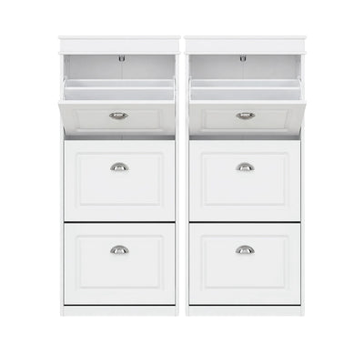 Artiss 2x Shoe Cabinet Storage Organiser 3 Flip Drawer White