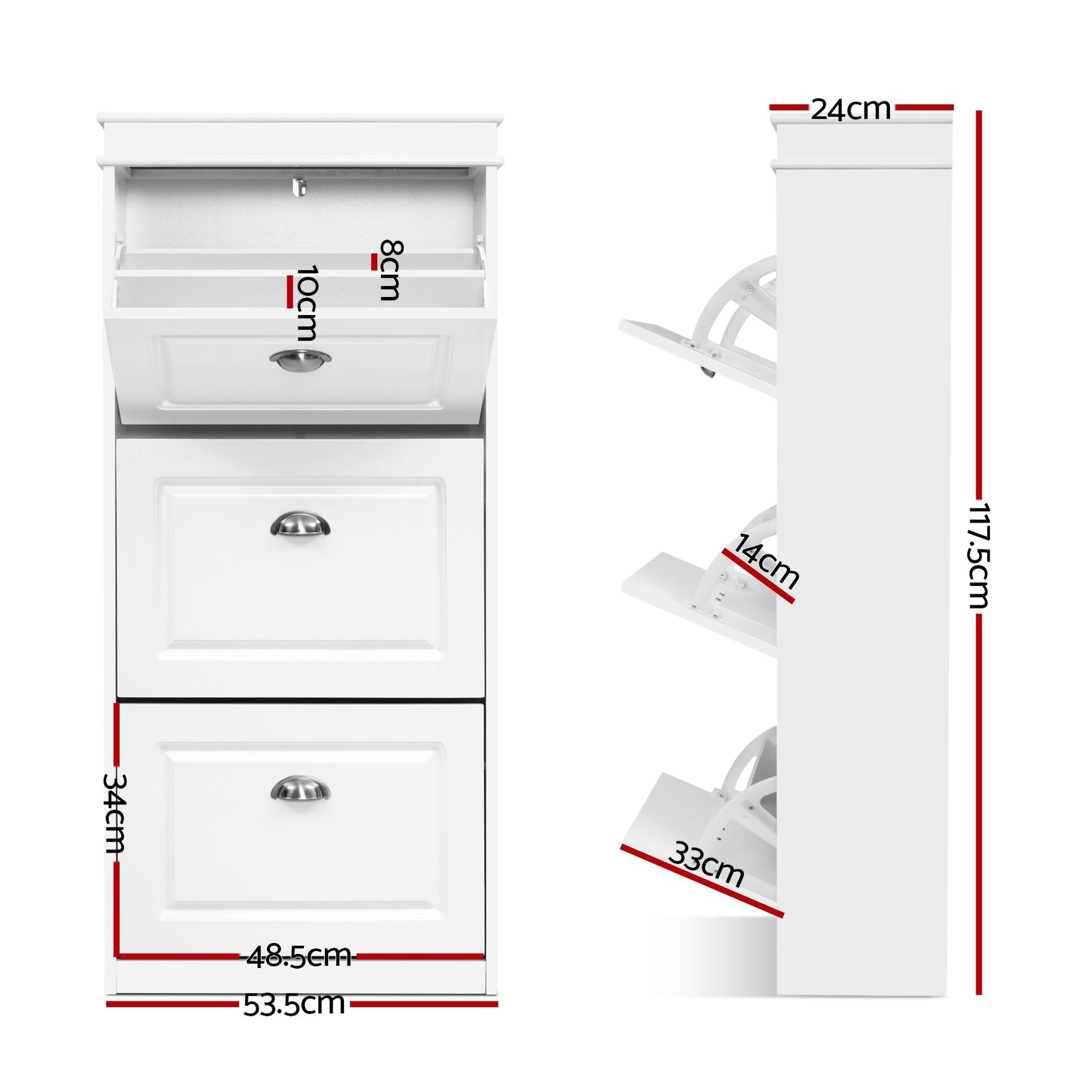Artiss 2x Shoe Cabinet Storage Organiser 3 Flip Drawer White Awezingly