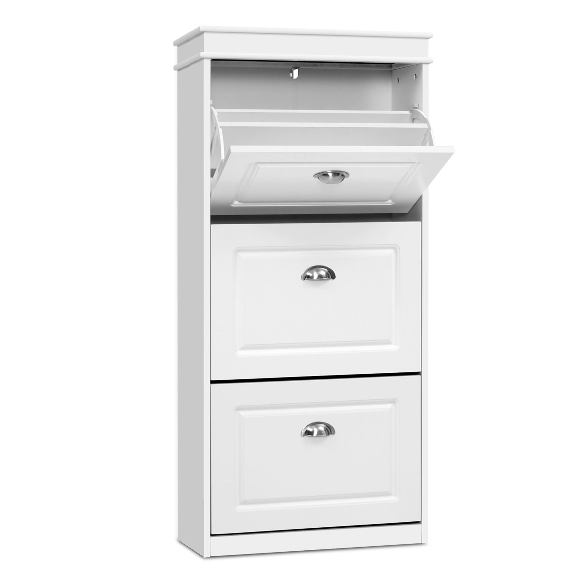 Artiss 2x Shoe Cabinet Storage Organiser 3 Flip Drawer White Awezingly