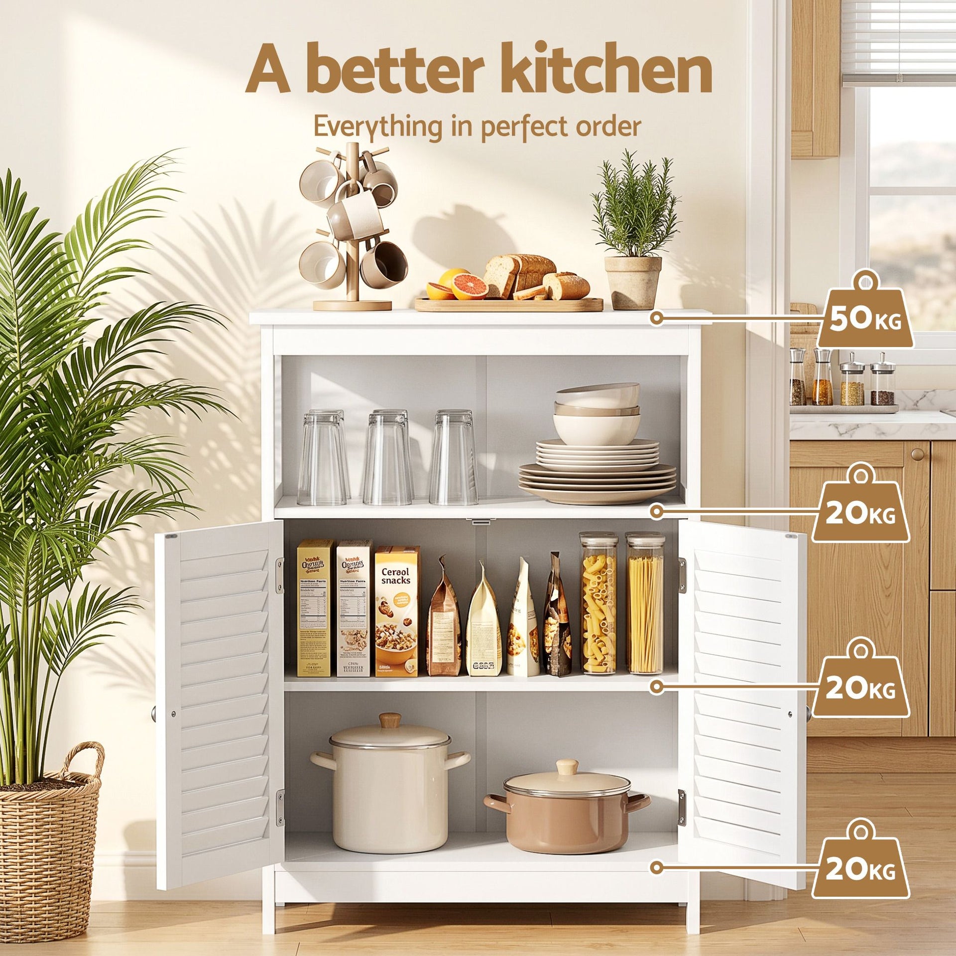 Artiss 2x Buffet Sideboard Cabinet Server Cupboard Kitchen Bathroom Storage IVOR Awezingly