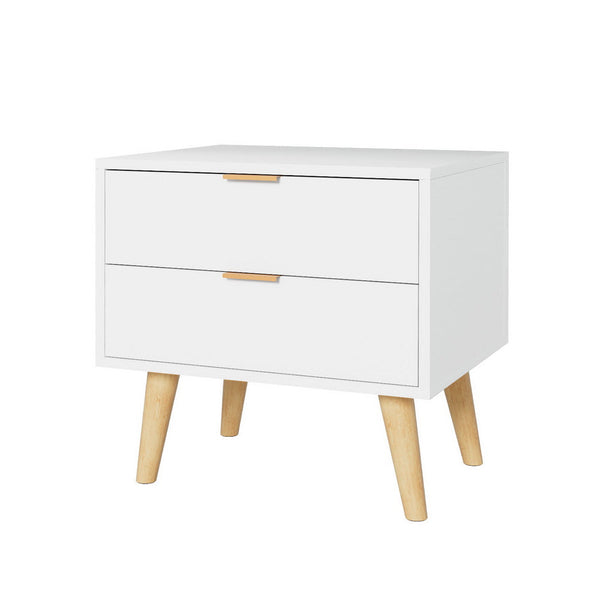 Artiss Bedside Table 2 Drawers - White Artiss