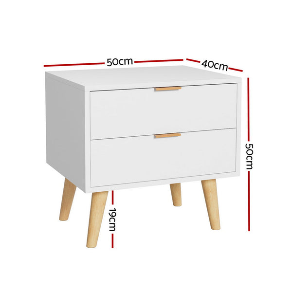 Artiss Bedside Table 2 Drawers - White Artiss