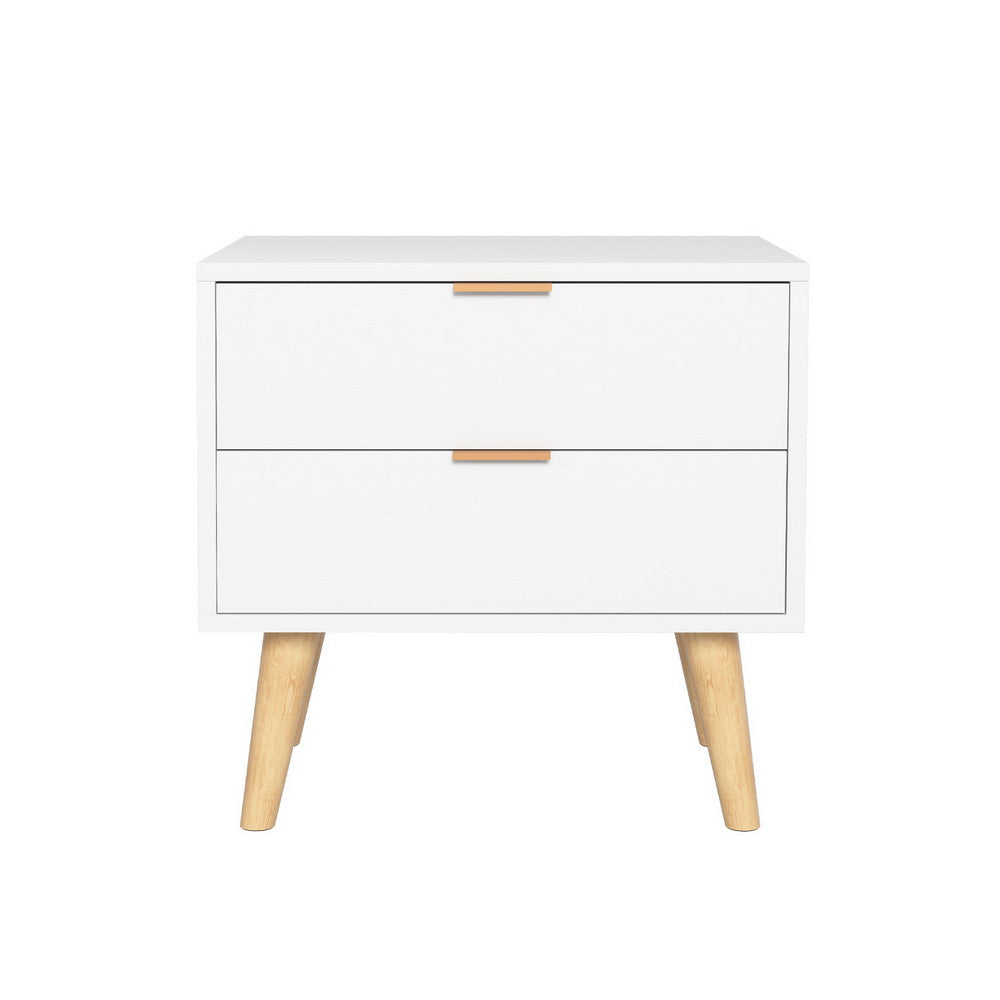 Artiss Bedside Table 2 Drawers - White Artiss