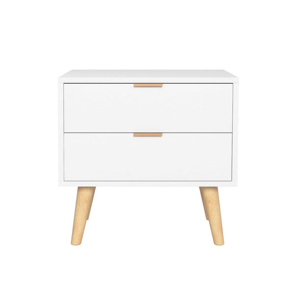 Artiss Bedside Table 2 Drawers - White Artiss
