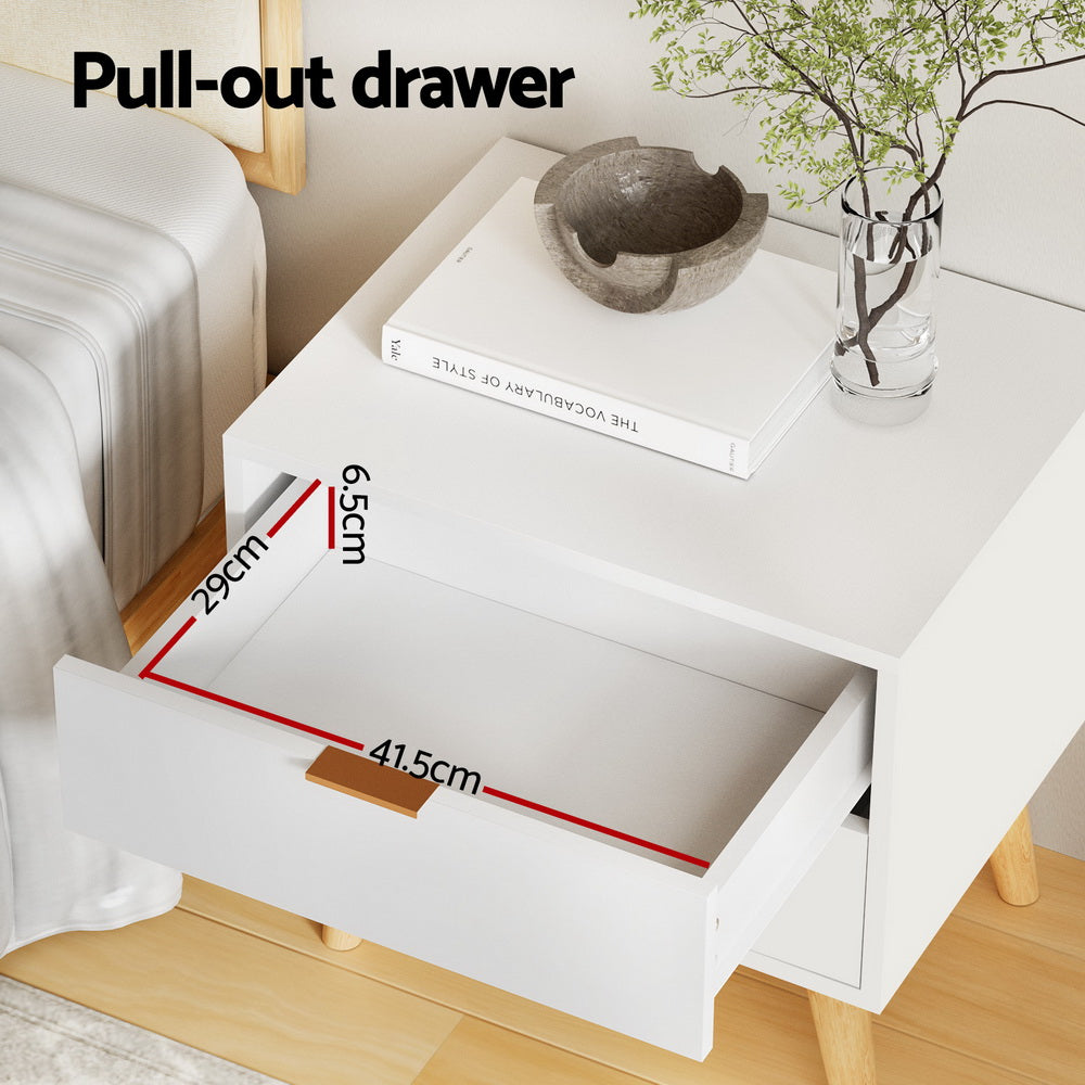 Artiss Bedside Table 2 Drawers - White Artiss