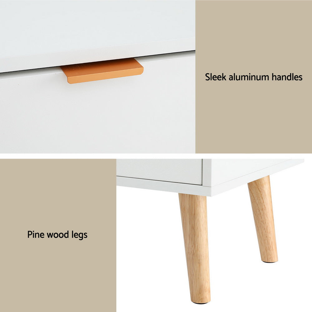 Artiss Bedside Table 2 Drawers - White Artiss