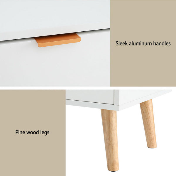 Artiss Bedside Table 2 Drawers - White Artiss