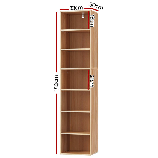 Artiss Bookshelf 7 Tiers MILO Pine Artiss