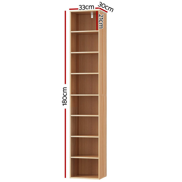 Artiss Bookshelf 8 Tiers MILO Pine Artiss