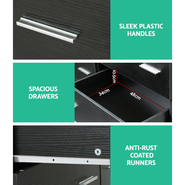 Artiss 6 Chest of Drawers Cabinet Dresser Table Tallboy Lowboy Storage Black Artiss