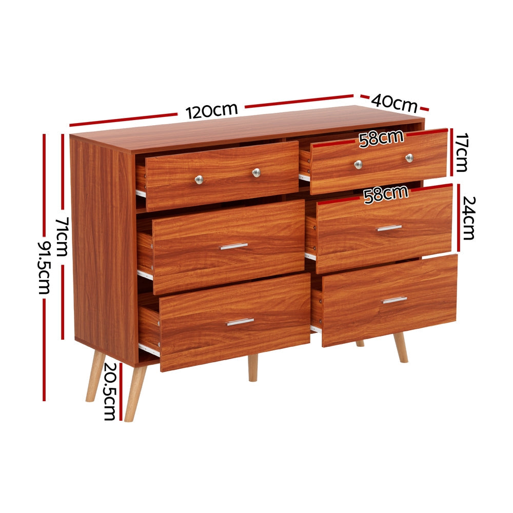 Artiss 6 Chest of Drawers Storage Cabinet Walnut Artiss
