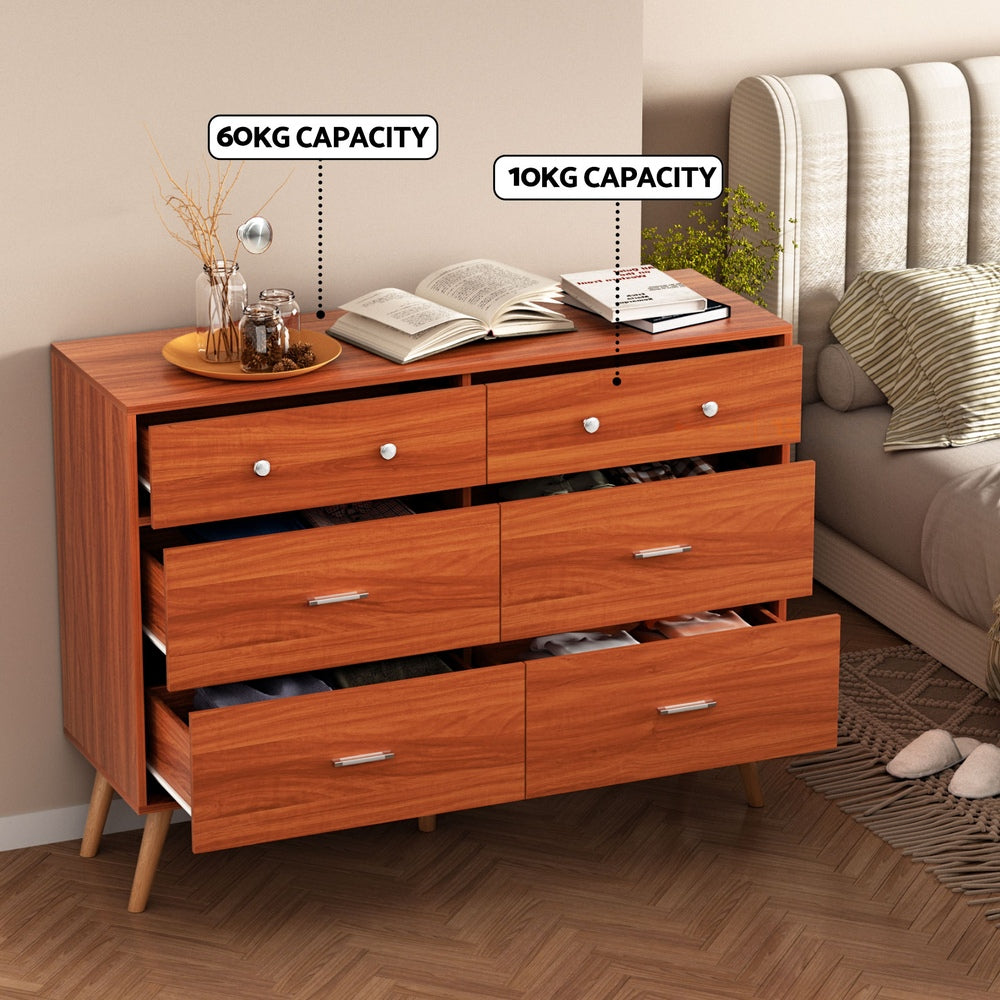 Artiss 6 Chest of Drawers Storage Cabinet Walnut Artiss