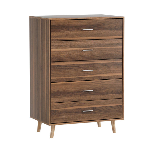 Artiss 5 Chest of Drawers - MIRI Walnut Artiss