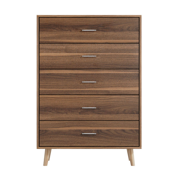 Artiss 5 Chest of Drawers - MIRI Walnut Artiss