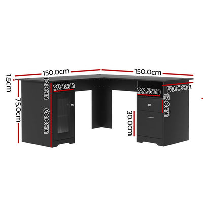 Artiss Computer Desk Home Office Study Desks L-shaped Corner Table with Storage