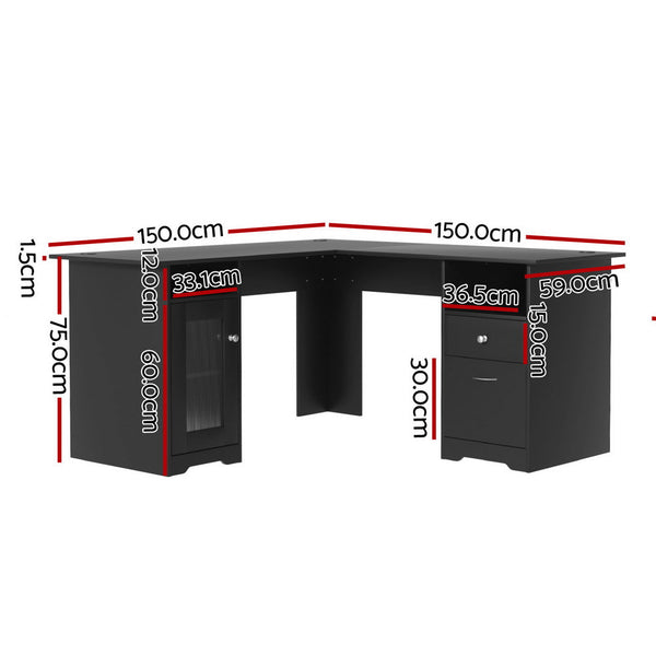 Artiss Computer Desk Home Office Study Desks L-shaped Corner Table with Storage Artiss