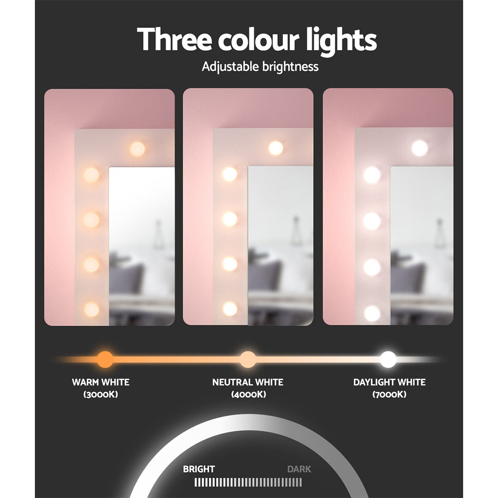 Artiss Dressing Table LED Makeup Mirror Stool Set 12 Bulbs Vanity Desk White Artiss