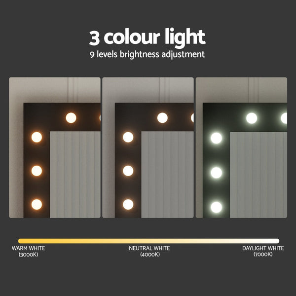 Artiss Dressing Table Set Stool 12 Led Bulbs Black Awezingly