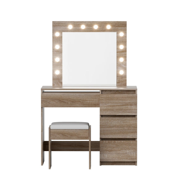 Artiss Dressing Table Set Stool 12 Led Bulbs Wood Awezingly