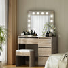 Artiss Dressing Table Set Stool 12 Led Bulbs Wood