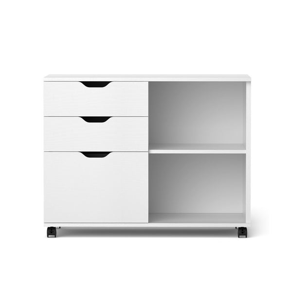 Artiss 3 Drawer Mobile Filing Cabinet Printer Stand Cabinet Home Office Storage White Awezingly