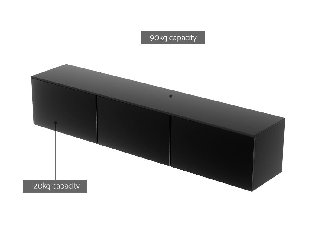 Artiss Floating Entertainment Unit TV Cabinet High Glossy Black 3 Cabinets 200CM Artiss
