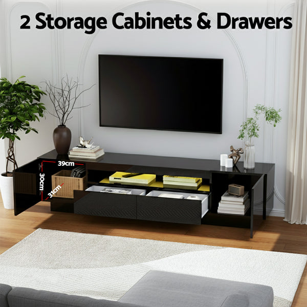 Artiss TV Unit Entertainment Unit Storage Drawer RGB LED 180cm Black Artiss