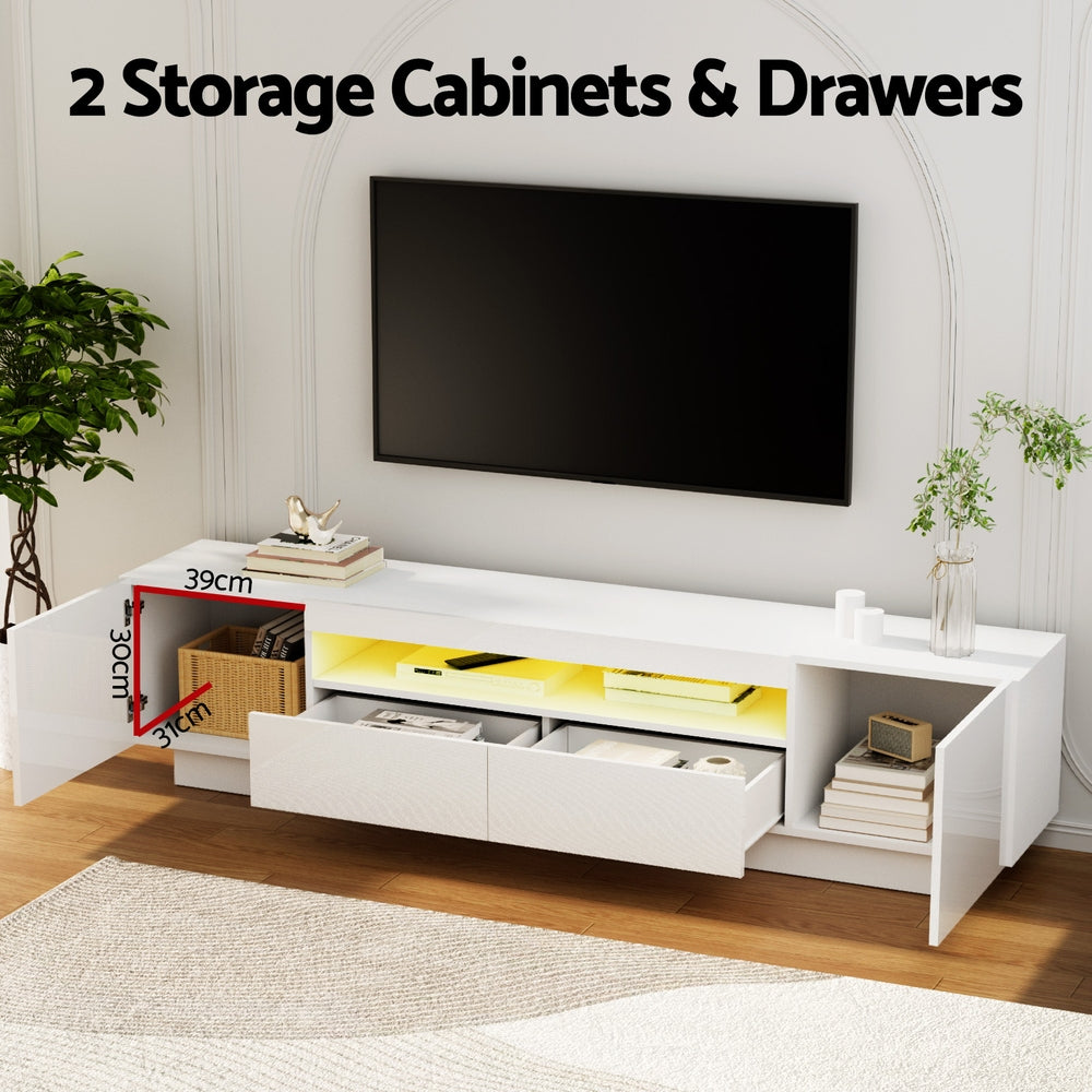 Artiss TV Unit Entertainment Unit Storage Drawer RGB LED 180cm White Artiss