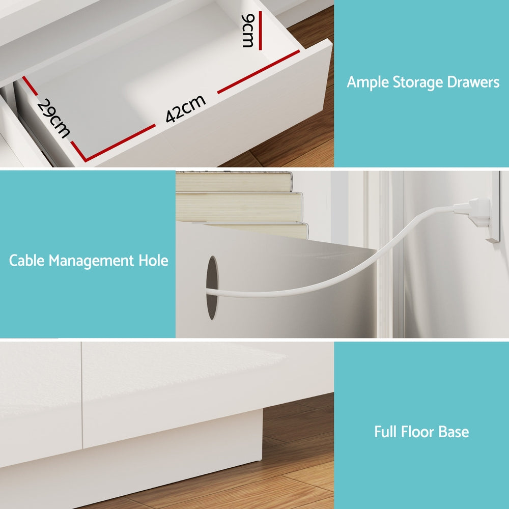 Artiss TV Unit Entertainment Unit Storage Drawer RGB LED 180cm White Artiss
