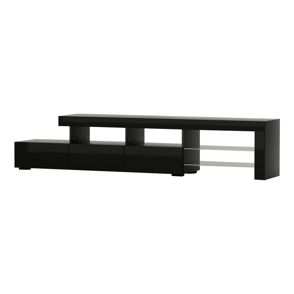 Artiss TV Cabinet Entertainment Unit Stand RGB LED Gloss Furniture 215cm Black Artiss
