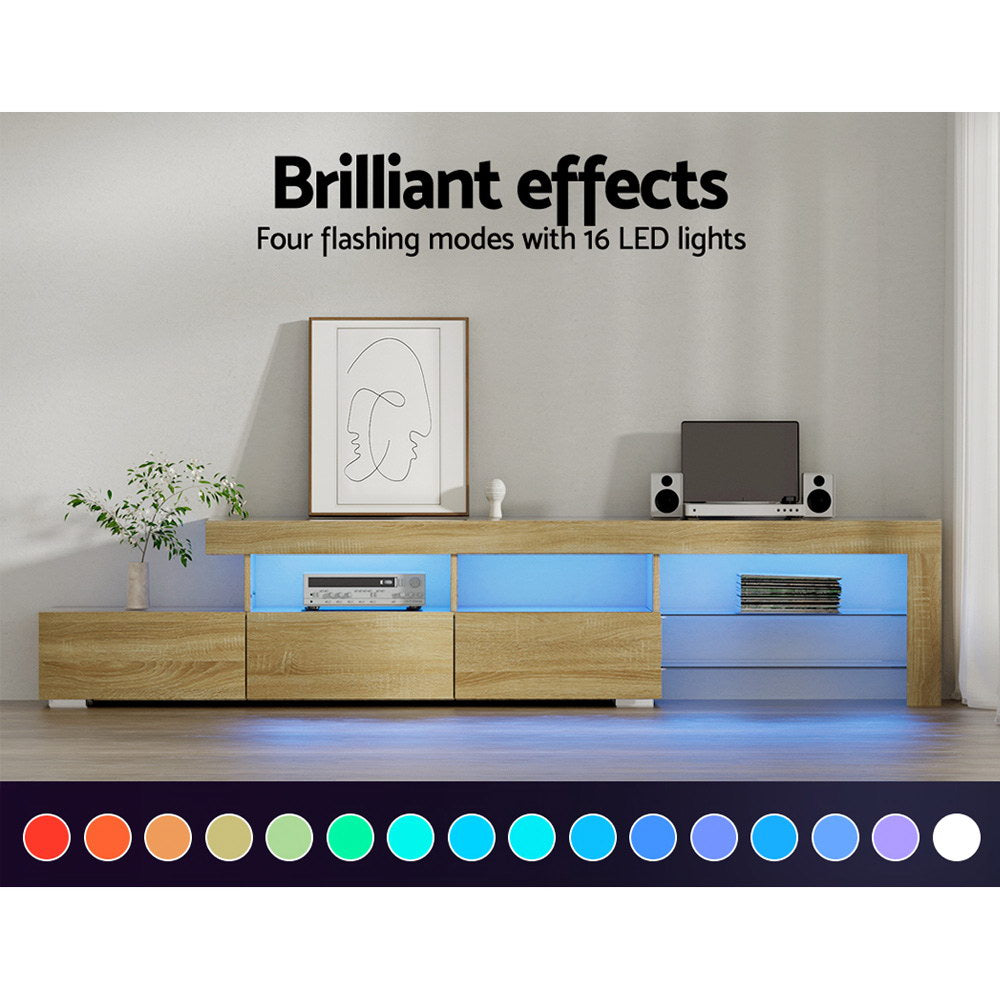 Artiss TV Cabinet Entertainment Unit Stand RGB LED Gloss Furniture 215cm Wood Artiss