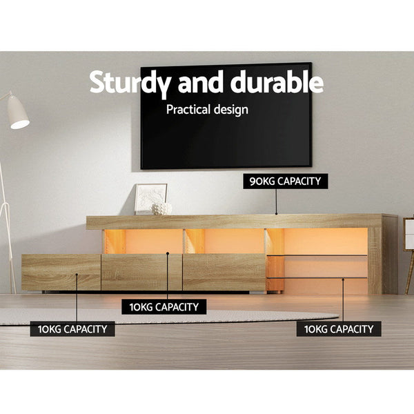 Artiss TV Cabinet Entertainment Unit Stand RGB LED Gloss Furniture 215cm Wood Artiss